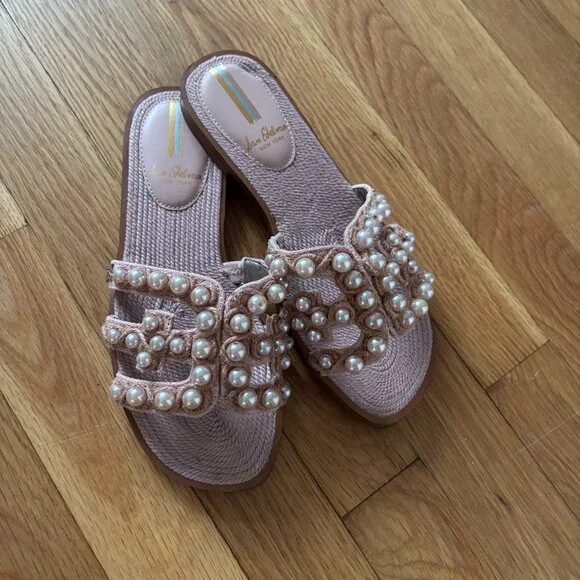 Sam Edelman Pink Pearl Embellished Slide Sandals - Never Worn - Picture 5 of 7